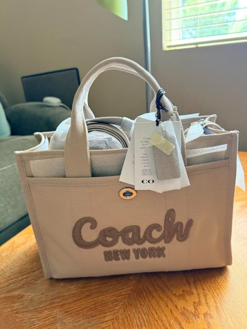 Coach Cargo Tote Bag Dark Natural